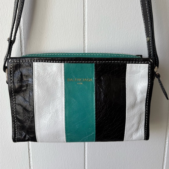 Vintage Balenciaga Black/White/Green Crossbody Bag - Picture 2 of 11